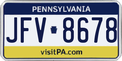 PA license plate JFV8678