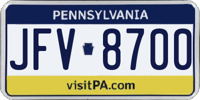 PA license plate JFV8700