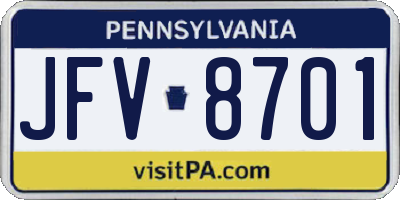 PA license plate JFV8701