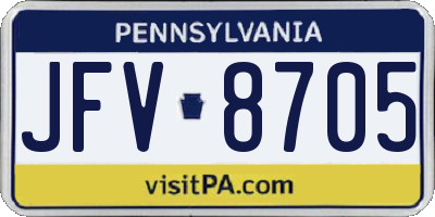 PA license plate JFV8705