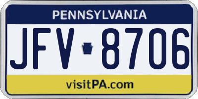 PA license plate JFV8706