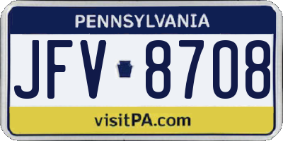 PA license plate JFV8708