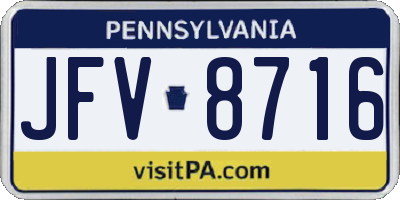 PA license plate JFV8716