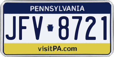 PA license plate JFV8721