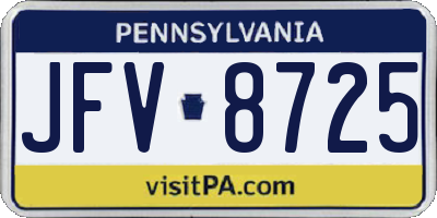 PA license plate JFV8725