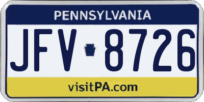 PA license plate JFV8726
