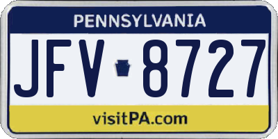 PA license plate JFV8727