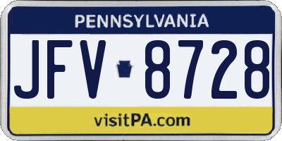PA license plate JFV8728