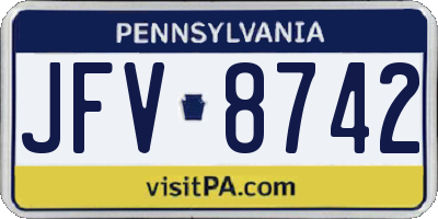 PA license plate JFV8742