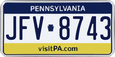 PA license plate JFV8743