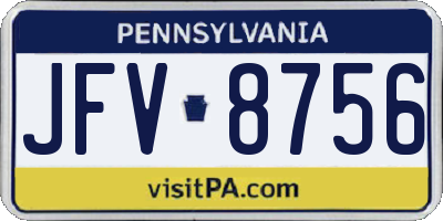 PA license plate JFV8756