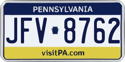 PA license plate JFV8762