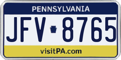 PA license plate JFV8765