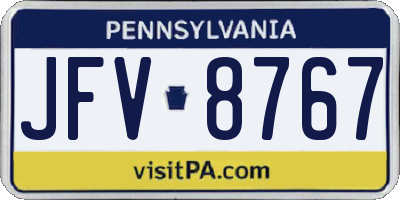 PA license plate JFV8767