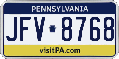 PA license plate JFV8768