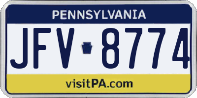 PA license plate JFV8774