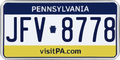 PA license plate JFV8778
