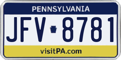 PA license plate JFV8781