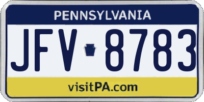 PA license plate JFV8783