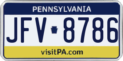 PA license plate JFV8786