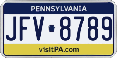PA license plate JFV8789