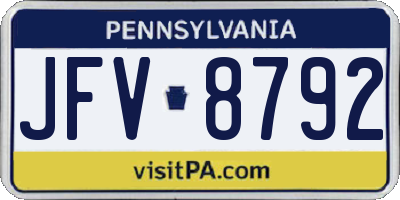 PA license plate JFV8792