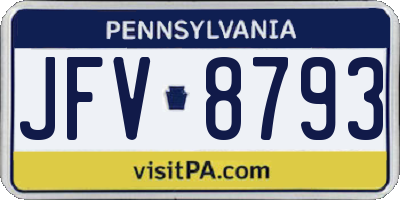 PA license plate JFV8793