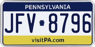 PA license plate JFV8796