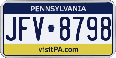 PA license plate JFV8798