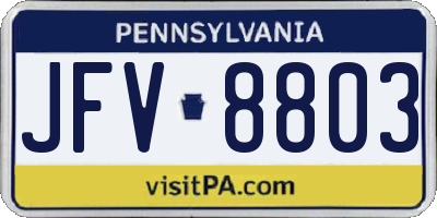 PA license plate JFV8803