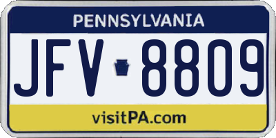 PA license plate JFV8809