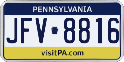 PA license plate JFV8816