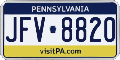 PA license plate JFV8820