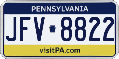 PA license plate JFV8822