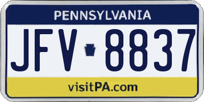 PA license plate JFV8837