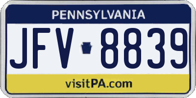 PA license plate JFV8839