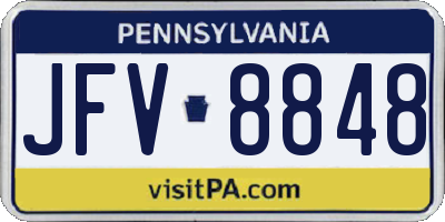 PA license plate JFV8848