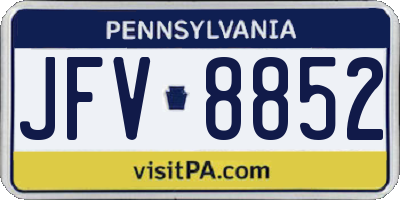 PA license plate JFV8852