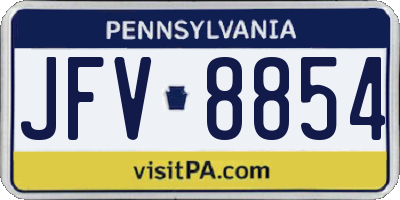 PA license plate JFV8854