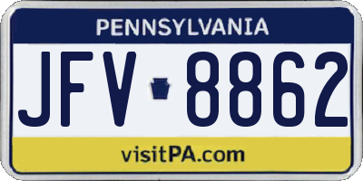 PA license plate JFV8862