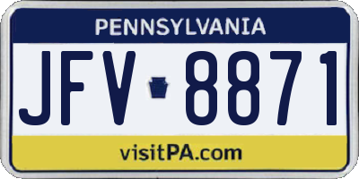 PA license plate JFV8871