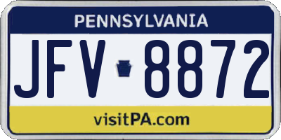 PA license plate JFV8872