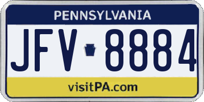 PA license plate JFV8884
