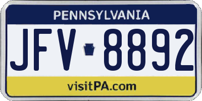 PA license plate JFV8892