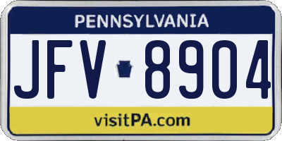 PA license plate JFV8904