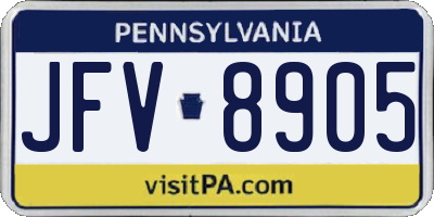 PA license plate JFV8905