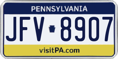 PA license plate JFV8907