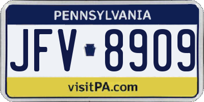 PA license plate JFV8909