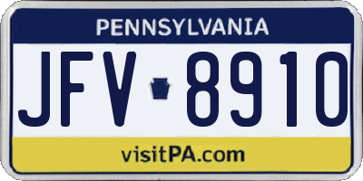 PA license plate JFV8910