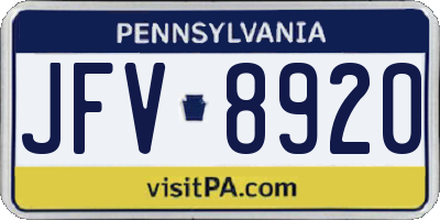 PA license plate JFV8920